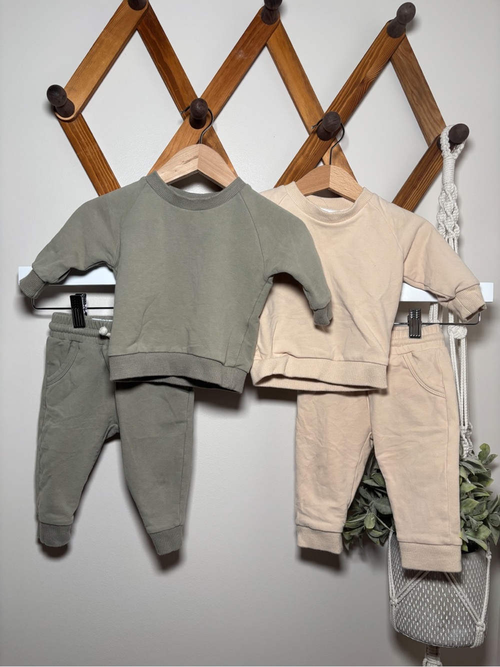 Addie Joy Co Matching Sets - Crewneck + Pants in Green + Cream